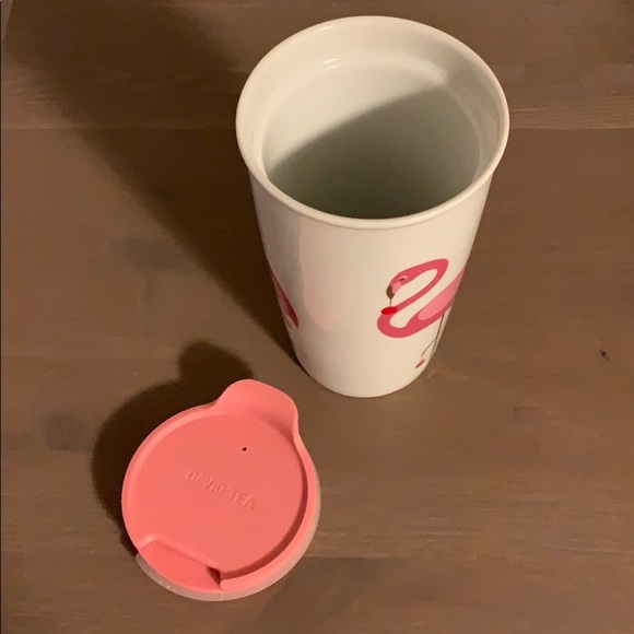 David’s Tea Pink and White Flamingo Ceramic To-Go Cup - Picture 6 of 7